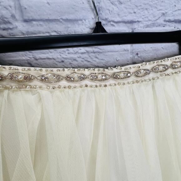 Sequin Hearts Juniors High Low Tulle Skirt Ivory White Layered Mini New Size 13 - Picture 2 of 9